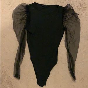 Shein Puff Sleeve Black Bodysuit